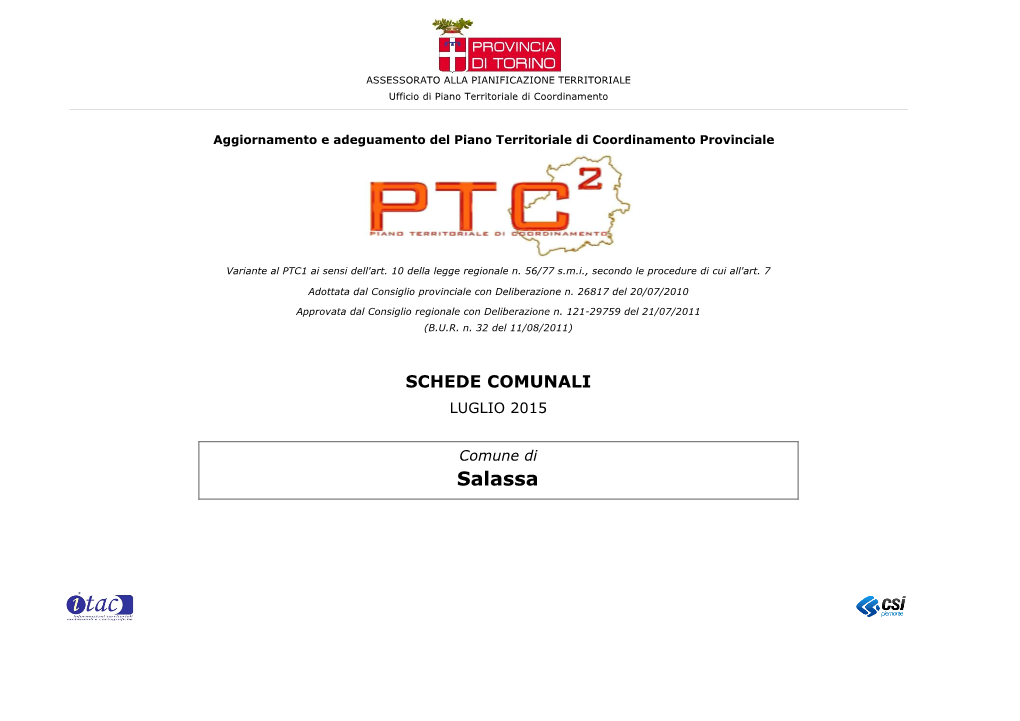 Salassa Comune Di Salassa Schede Comunali PTC2