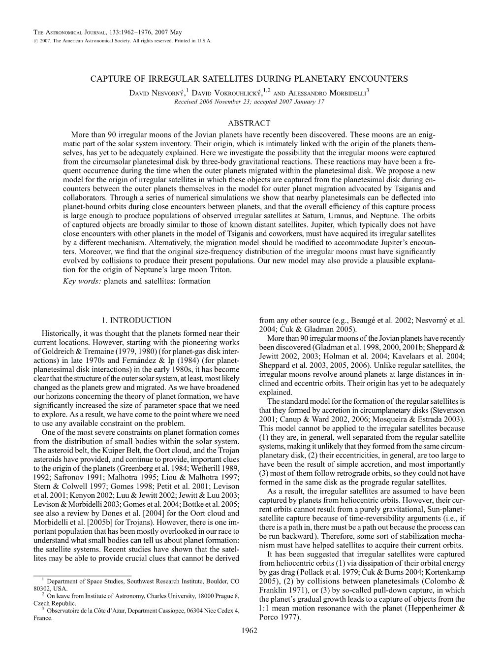 Capture of Irregular Satellites During Planetary Encounters