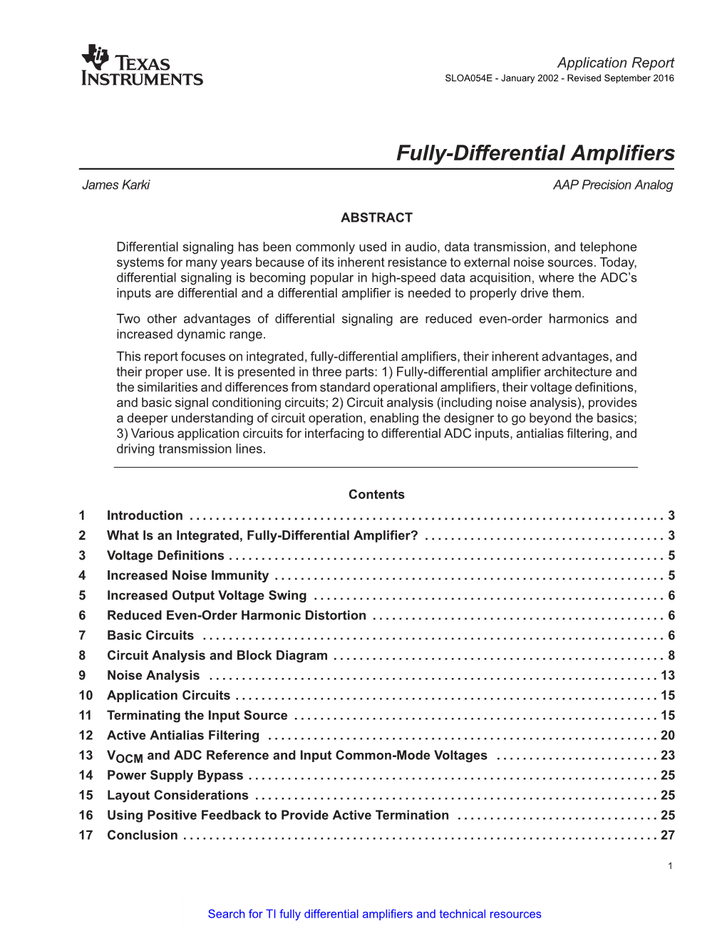 Fully-Differential Amplifiers