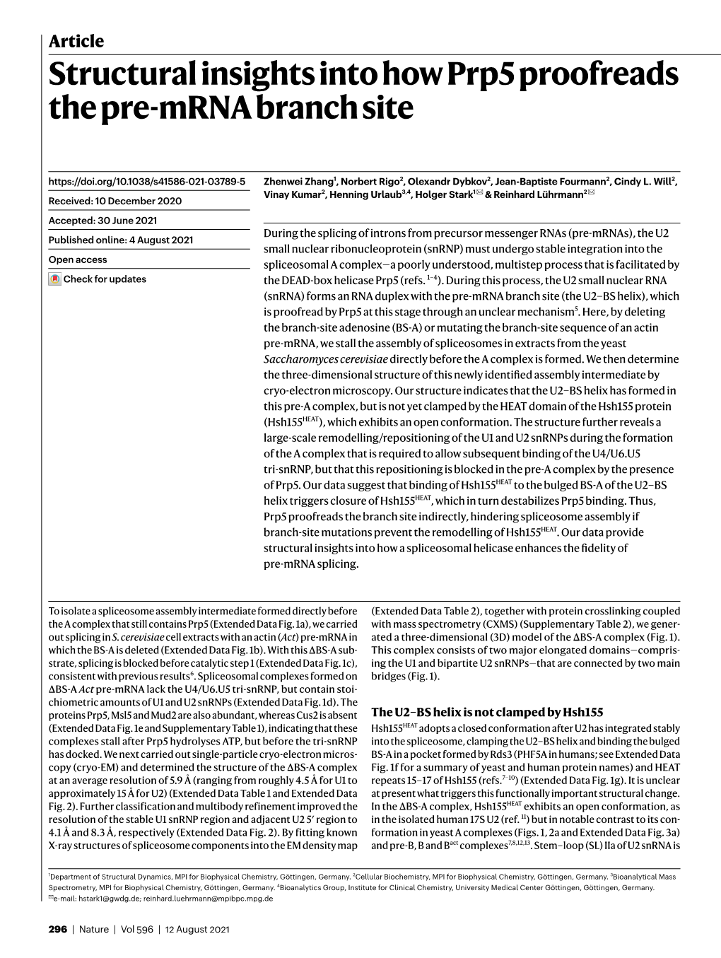 Structural Insights Into How Prp5 Proofreads the Pre-Mrna Branch Site