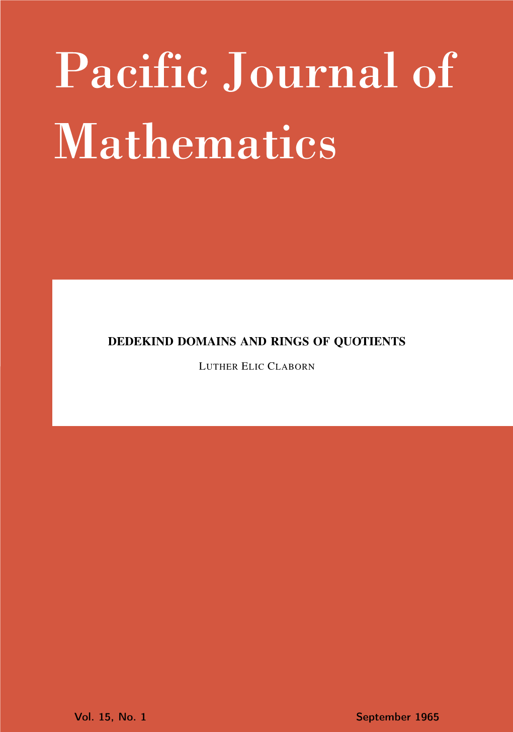 Dedekind Domains and Rings of Quotients