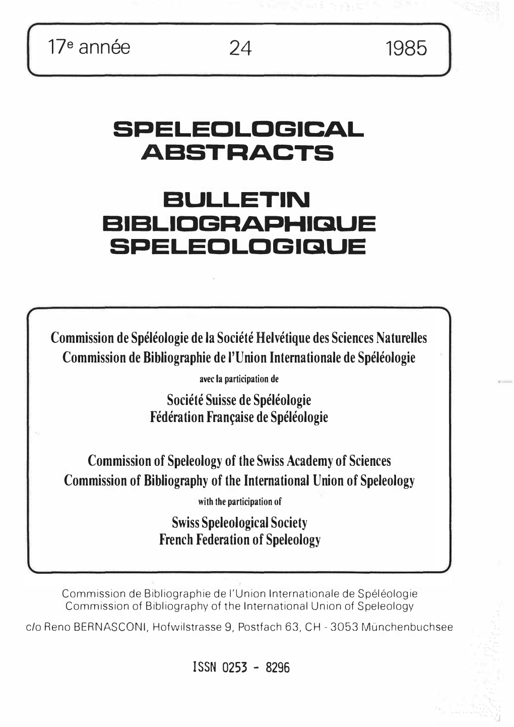 Speleological Abstracts Bulletin Bibliographigue