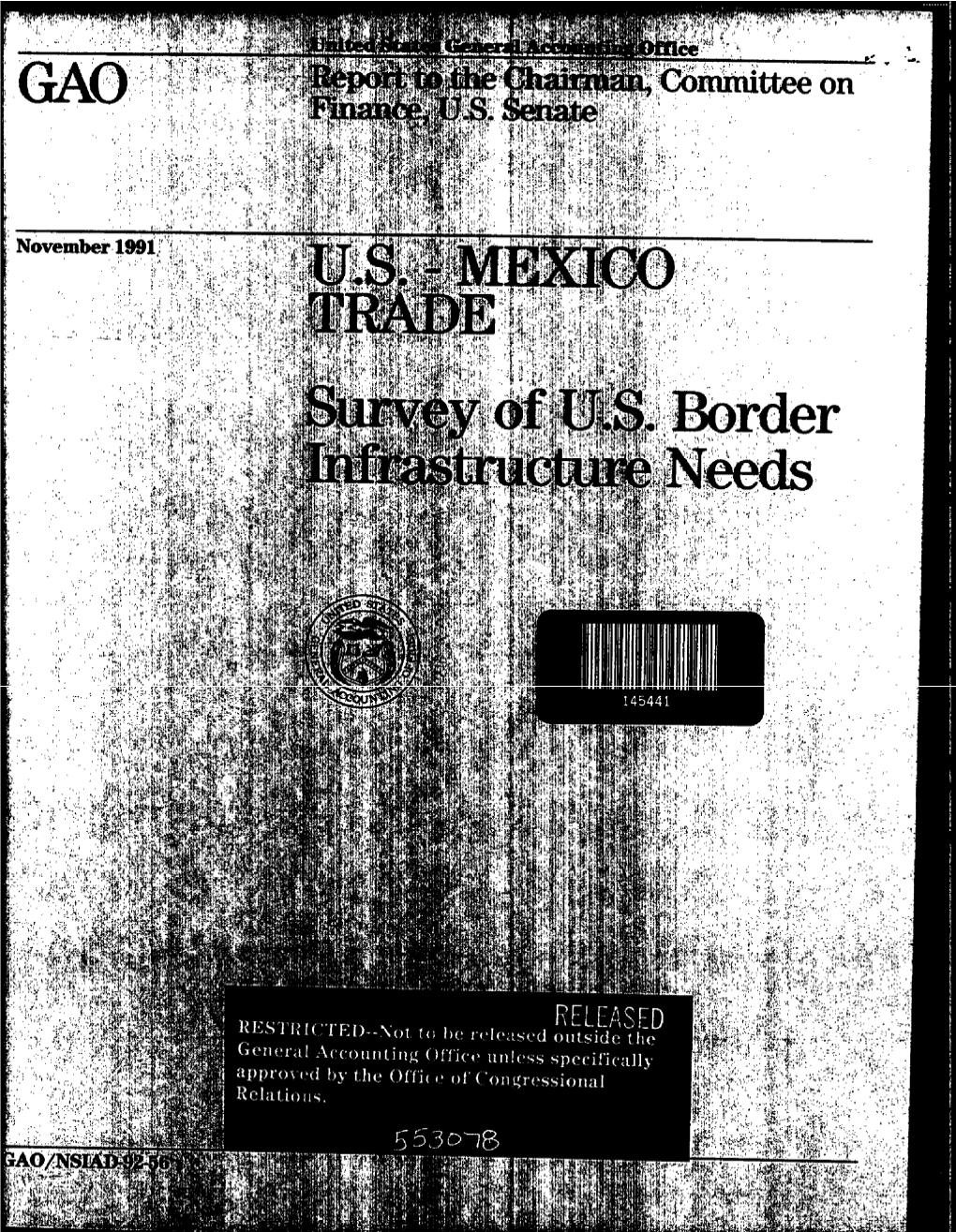 NSIAD-92-56 U.S.-Mexico Trade: Survey of U.S. Border Infrastructure Needs