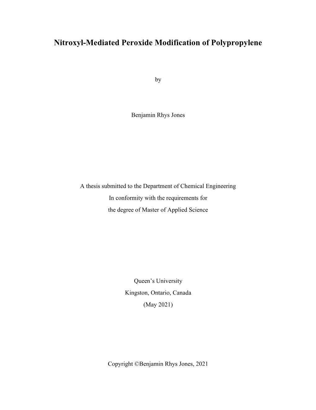 Nitroxyl-Mediated Peroxide Modification of Polypropylene