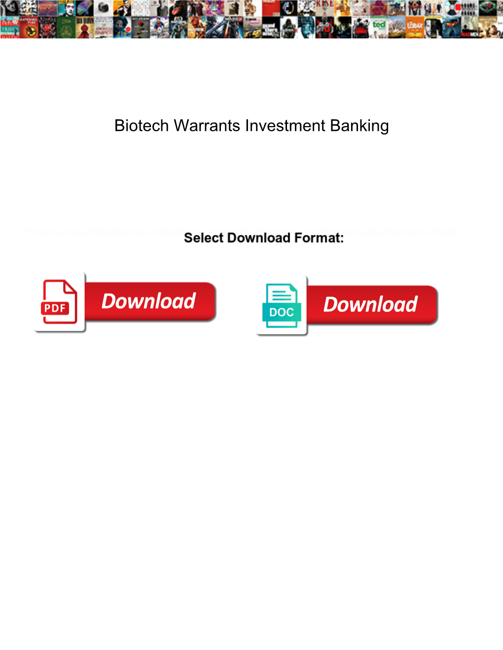 Biotech Warrants Investment Banking