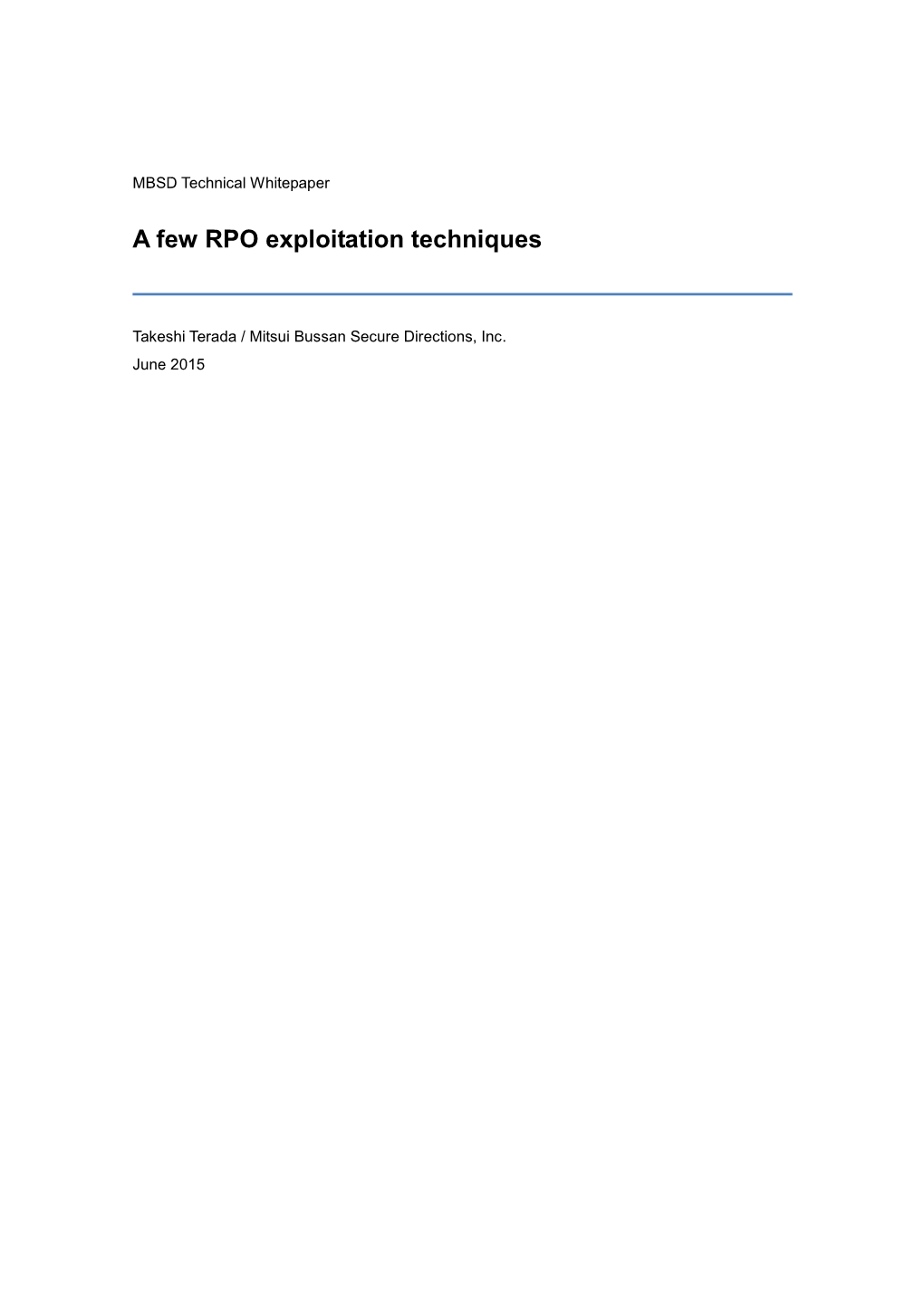 A Few RPO Exploitation Techniques