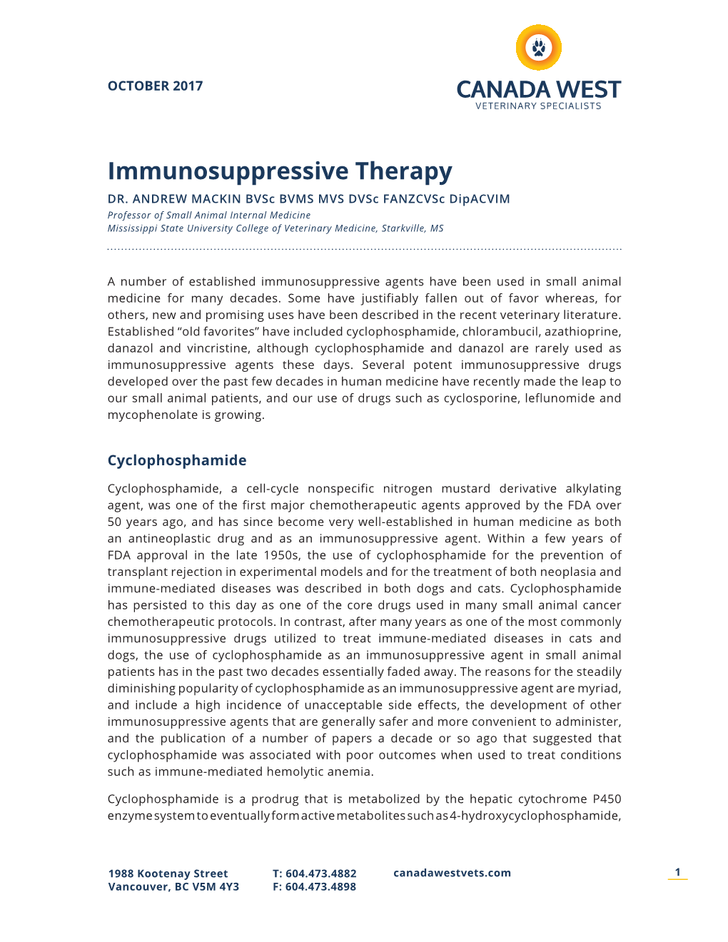 Immunosuppressive Therapy DR