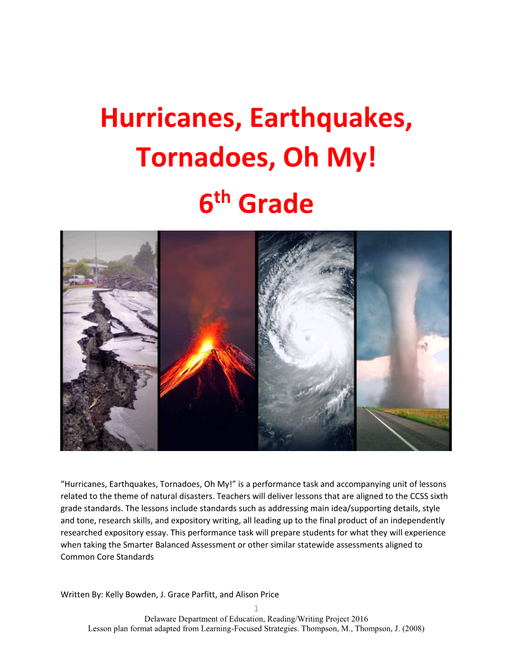 Hurricanes, Earthquakes, Tornadoes, Oh My! 6 Grade