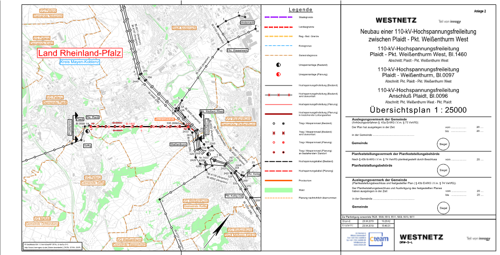 Land Rheinland-Pfalz Gemeindegrenze Plaidt - Pkt