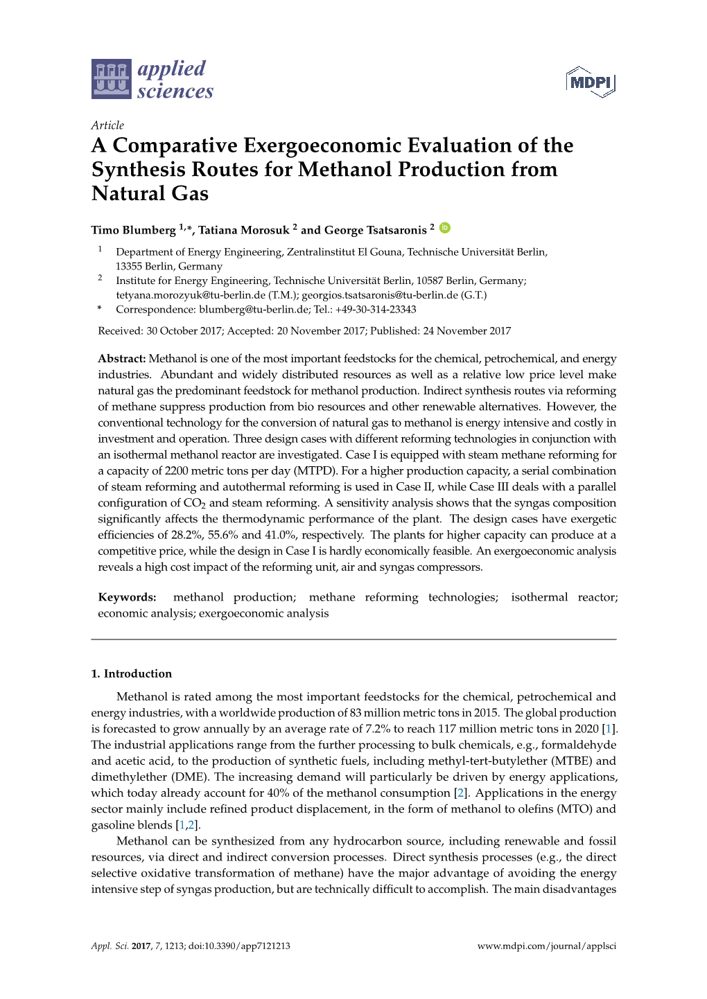 A Comparative Exergoeconomic Evaluation of the Synthesis Routes for Methanol Production from Natural Gas