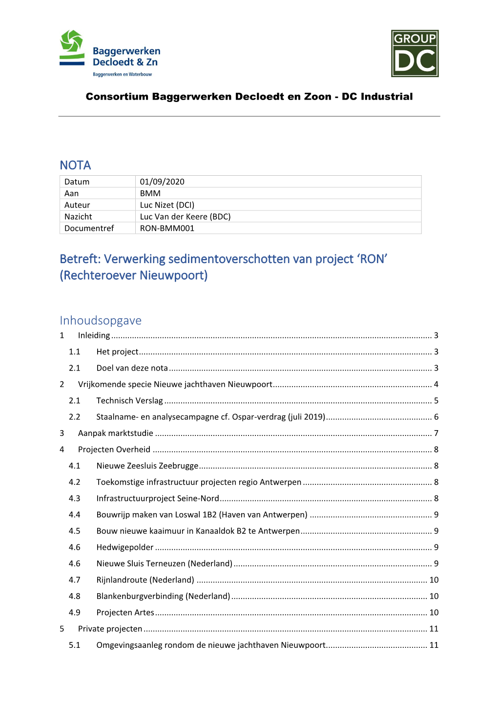 Verwerking Sedimentoverschotten Van Project 'RON' (Rechteroever