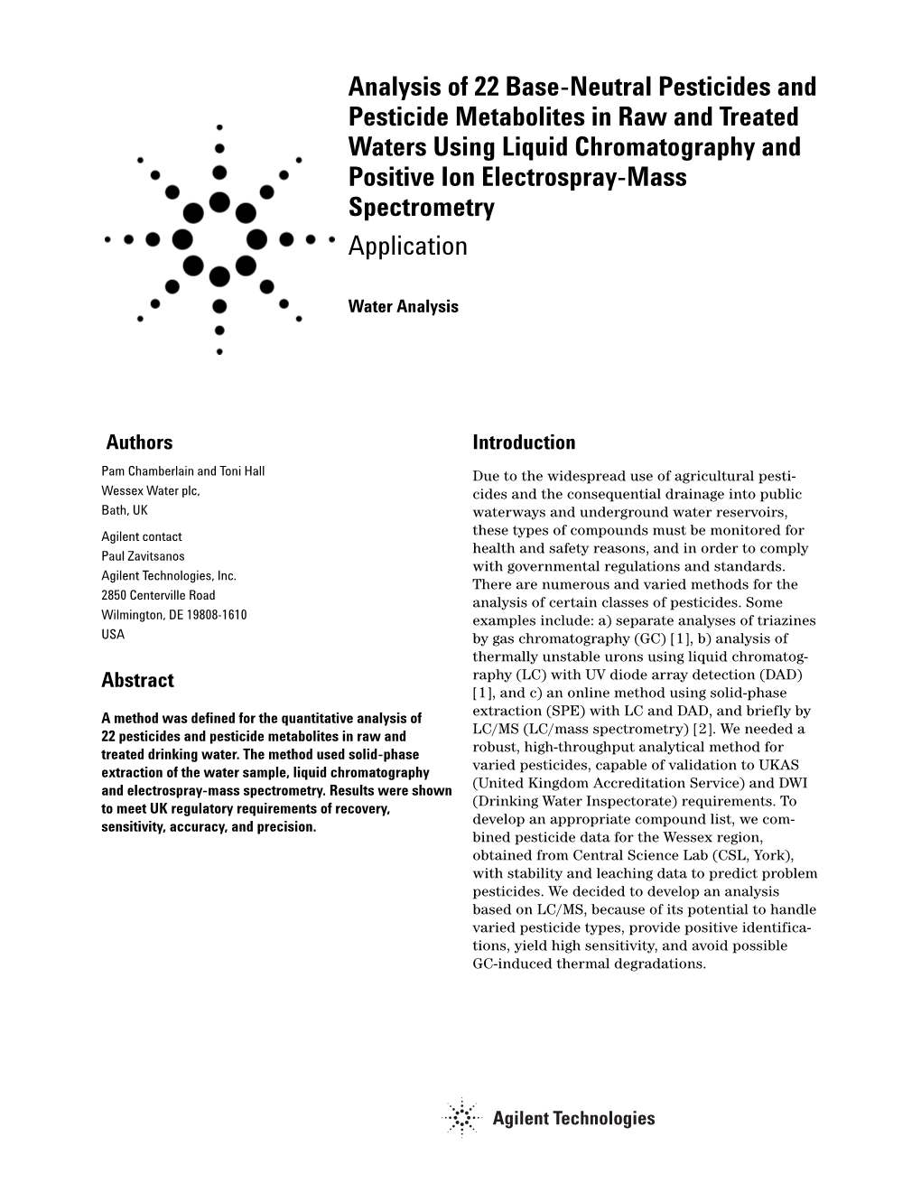 Analysis of 22 Base-Neutral Pesticides and Pesticide