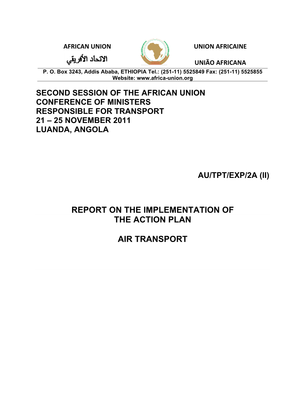 Report on the Implementation of the Action Plan Air