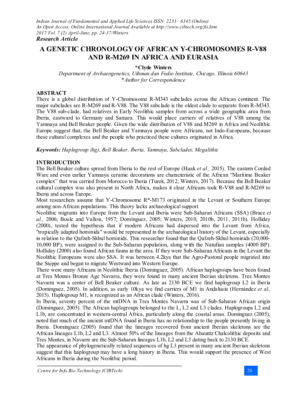 A Genetic Chronology of African Y-Chromosomes R