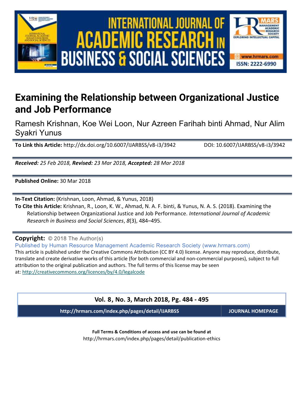 Examining the Relationship Between Organizational Justice and Job Performance