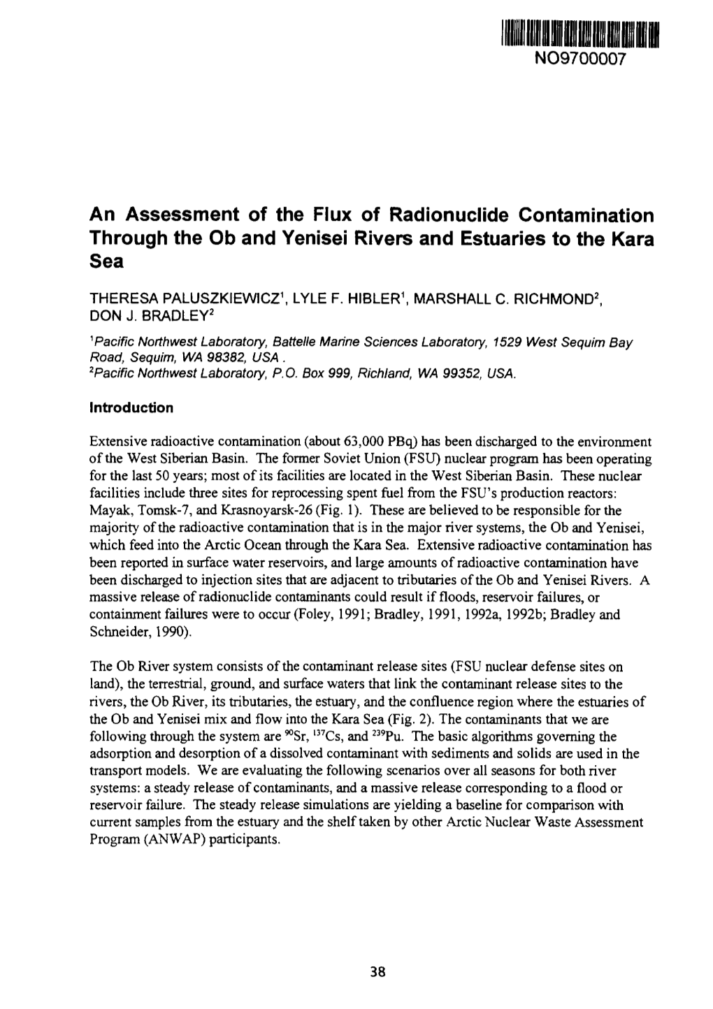 An Assessment of the Flux of Radionuclide Contamination Through the Ob and Yenisei Rivers and Estuaries to the Kara Sea