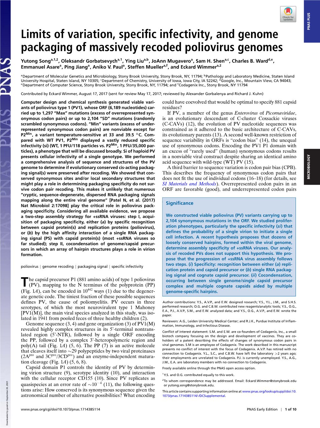 Limits of Variation, Specific Infectivity, and Genome Packaging Of