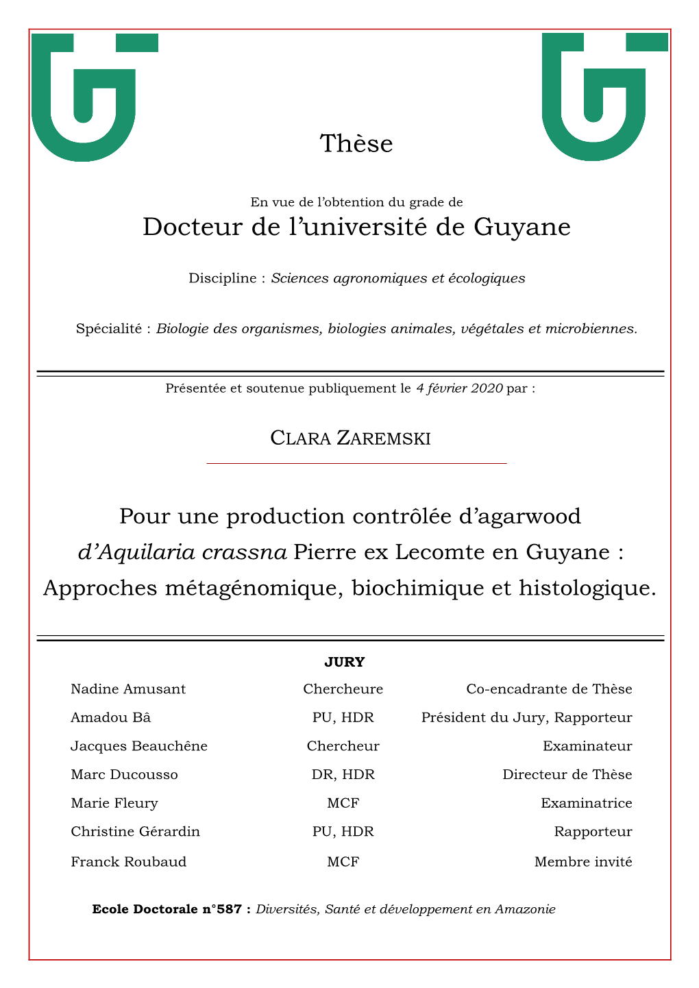 Aquilaria Crassna Pierre Ex Lecomte En Guyane : Approches Métagénomique, Biochimique Et Histologique