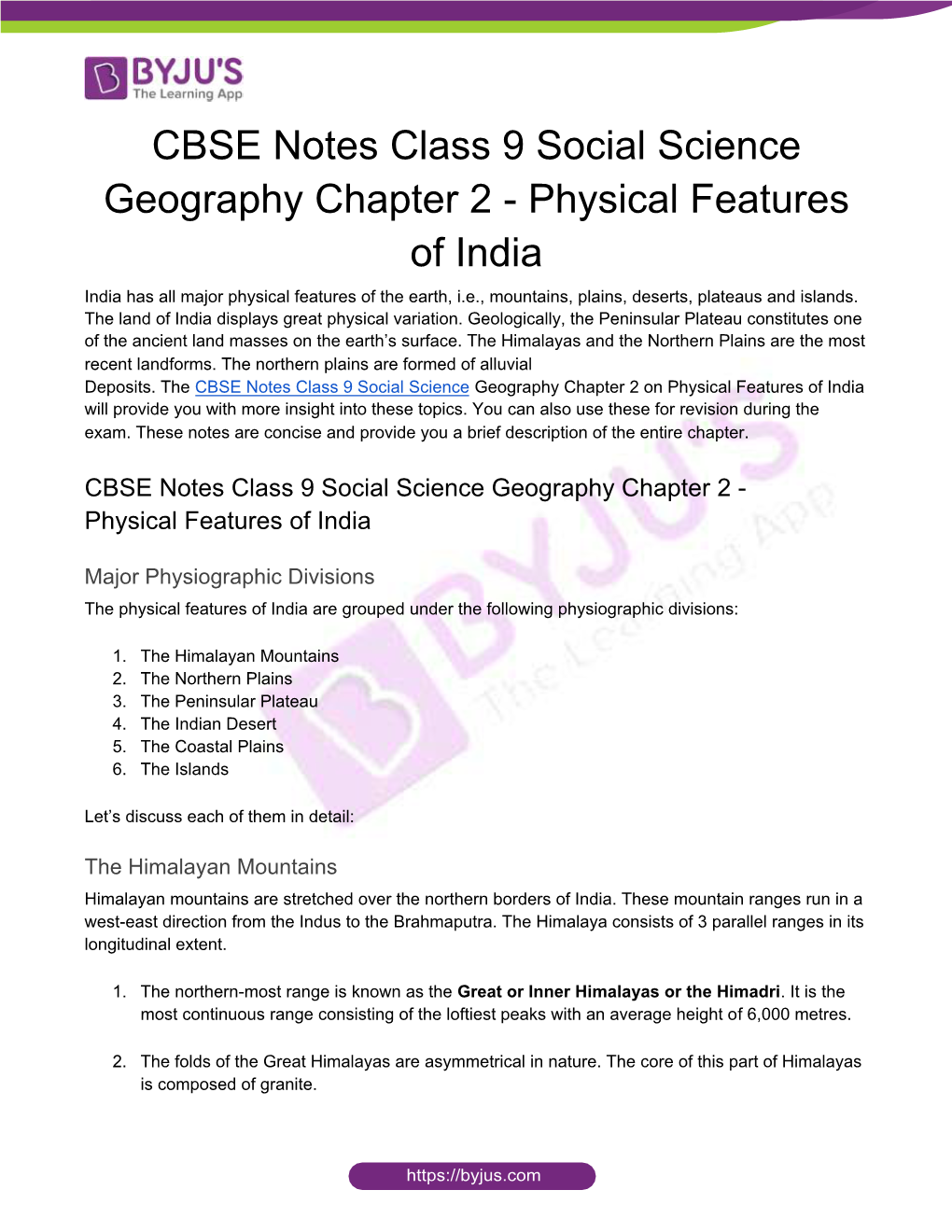 CBSE Notes Class 9 Social Science Geography Chapter 2