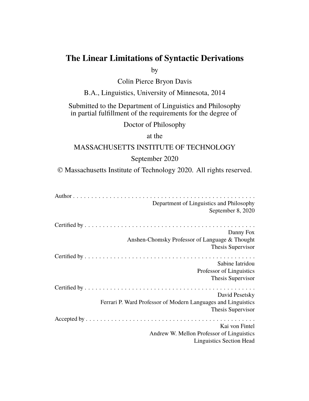 The Linear Limitations of Syntactic Derivations