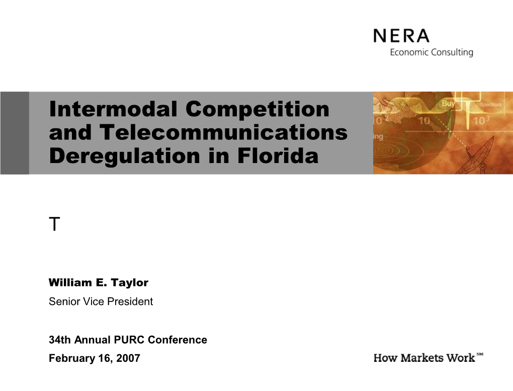 Intermodal Competition and Telecommunications Deregulation in Florida