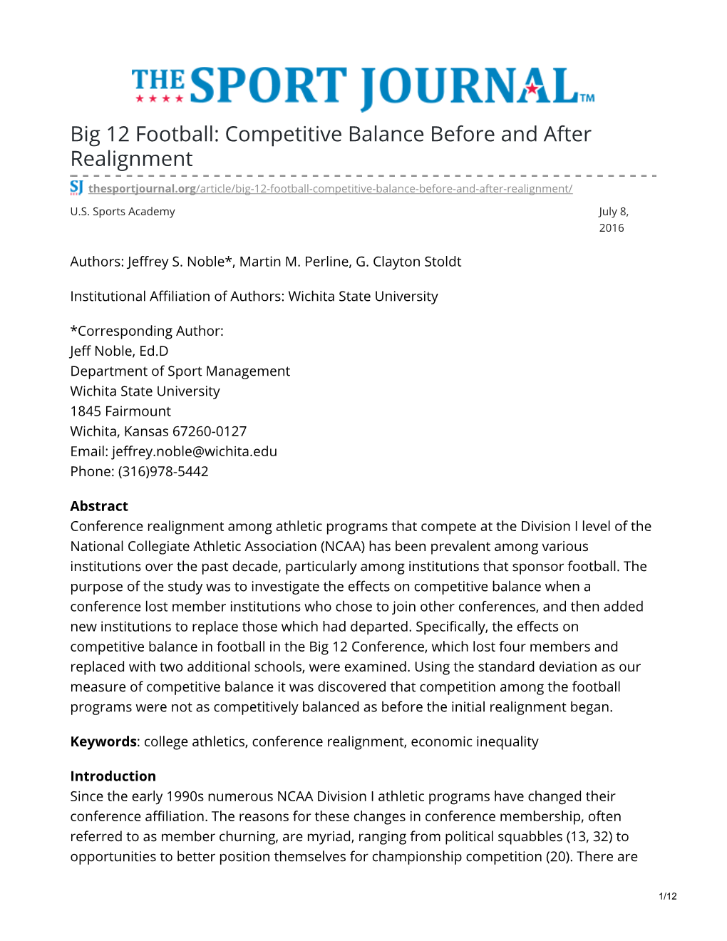 Big 12 Football: Competitive Balance Before and After Realignment