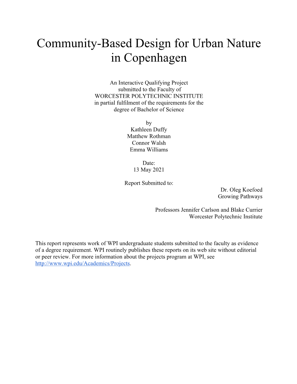 Community-Based Design for Urban Natue in Copenhagen