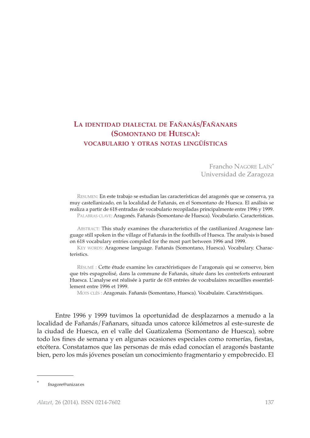 Somontano De Huesca): Vocabulario Y Otras Notas Lingüísticas