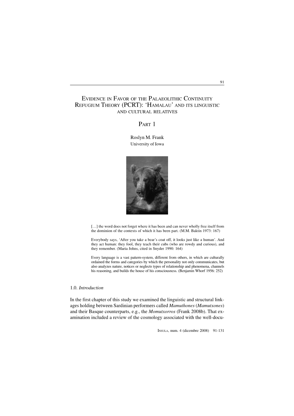 Evidence in Favor of the Palaeolithic Continuity Refugium Theory (Pcrt): ‘Hamalau’ and Its Linguistic and Cultural Relatives