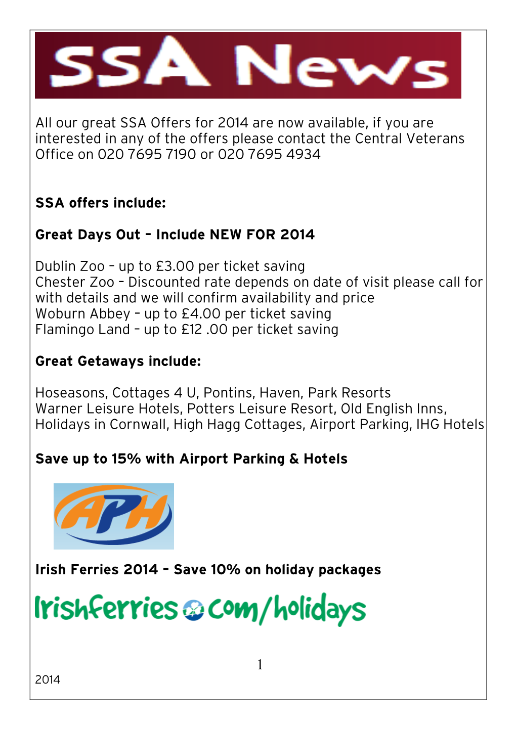 Our Great SSA Offers for 2014 Are Now Available, If You