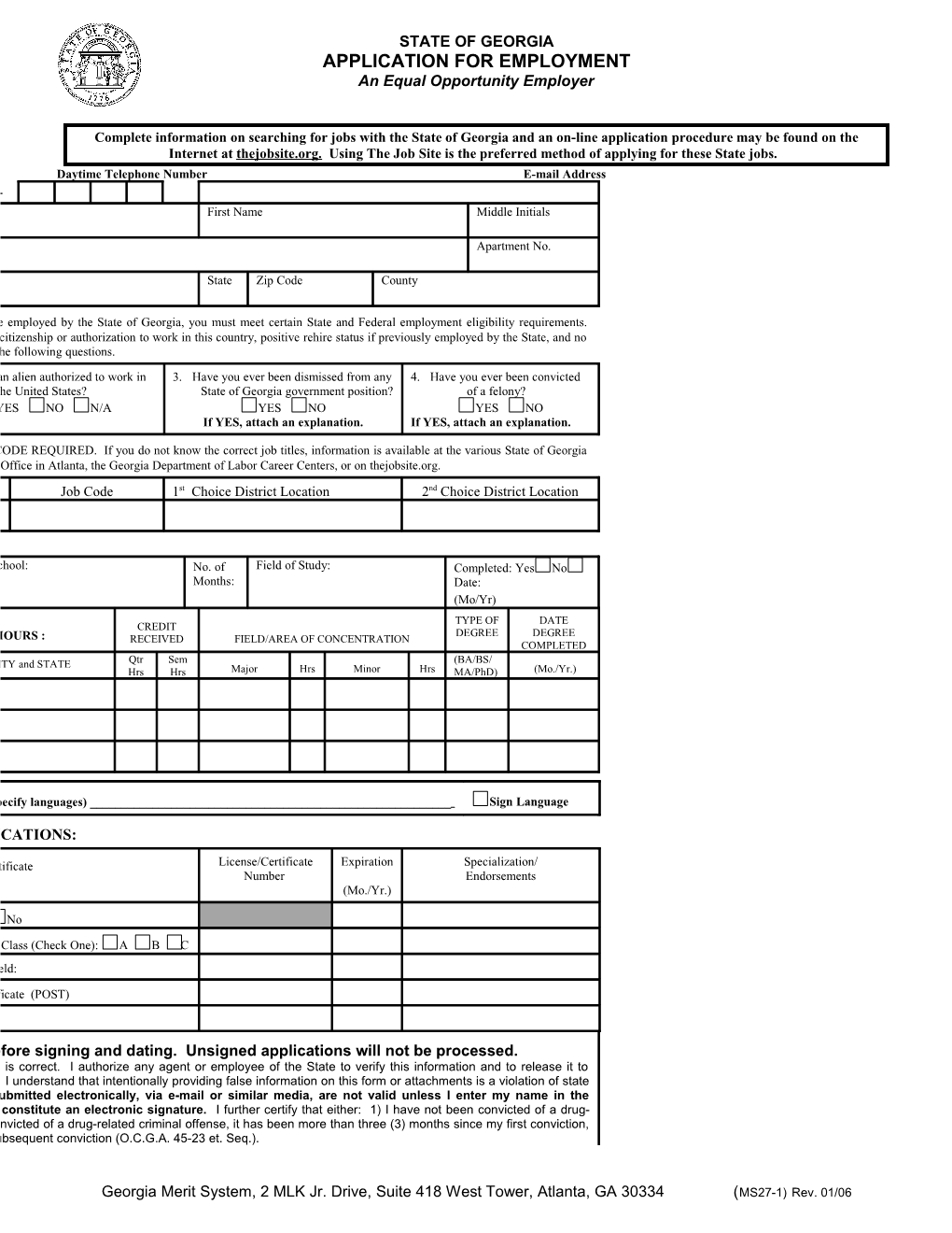 Complete Information on Searching for Jobs with the State of Georgia and an On-Line Application