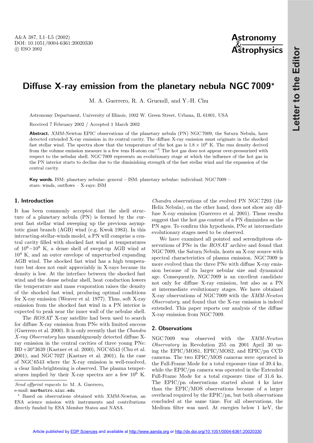 Diffuse X-Ray Emission from the Planetary Nebula NGC 7009