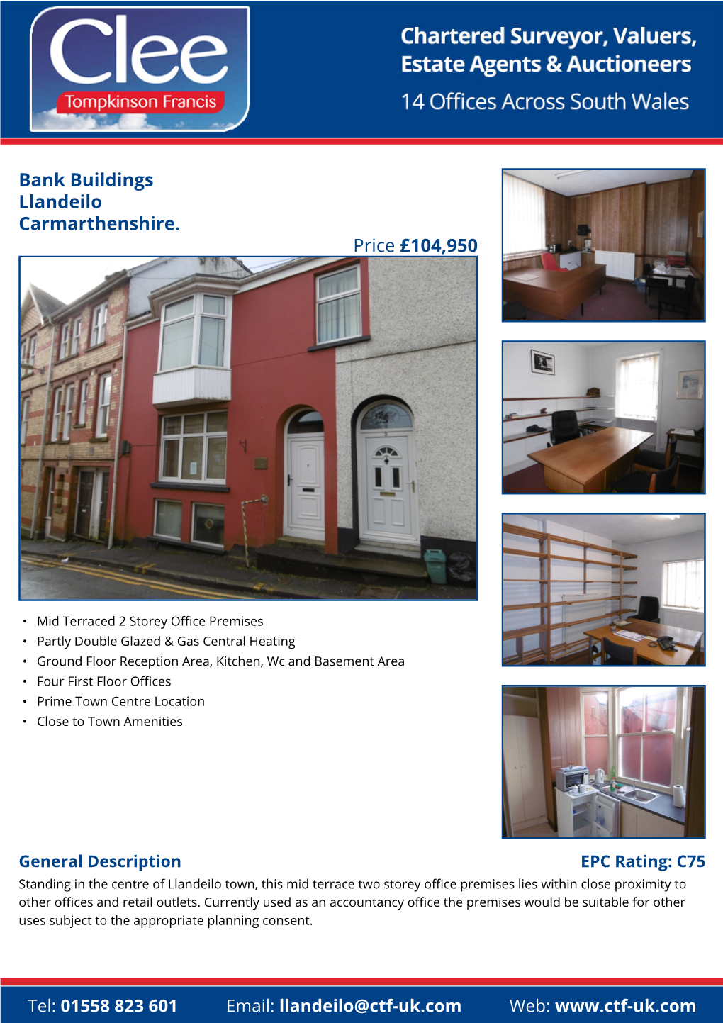 Bank Buildings Llandeilo Carmarthenshire. Price £104,950