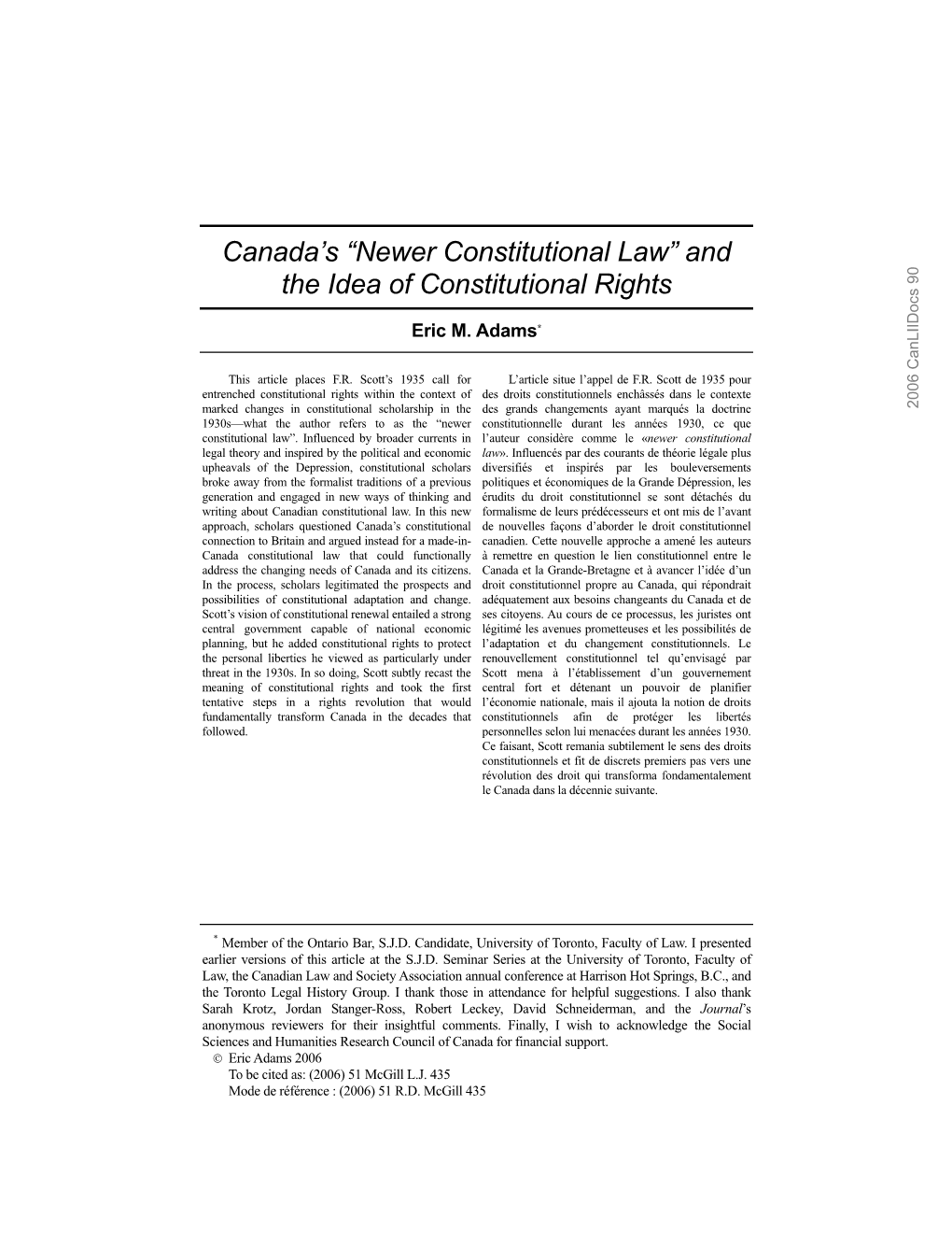Newer Constitutional Law” and the Idea of Constitutional Rights