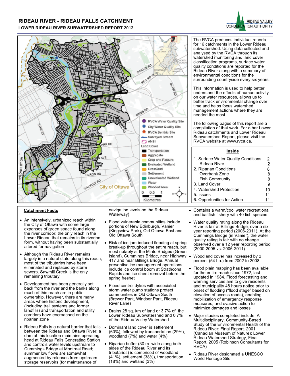 Rideau River - Rideau Falls Catchment Lower Rideau River Subwatershed Report 2012