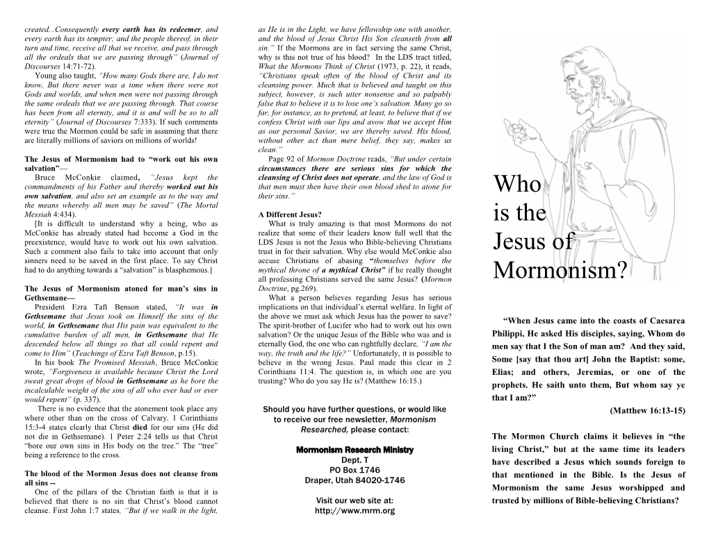 Who Is the Jesus of Mormonism?