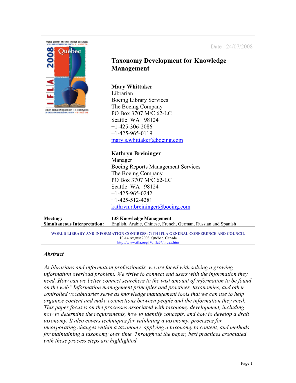 Taxonomy Development for Knowledge Management