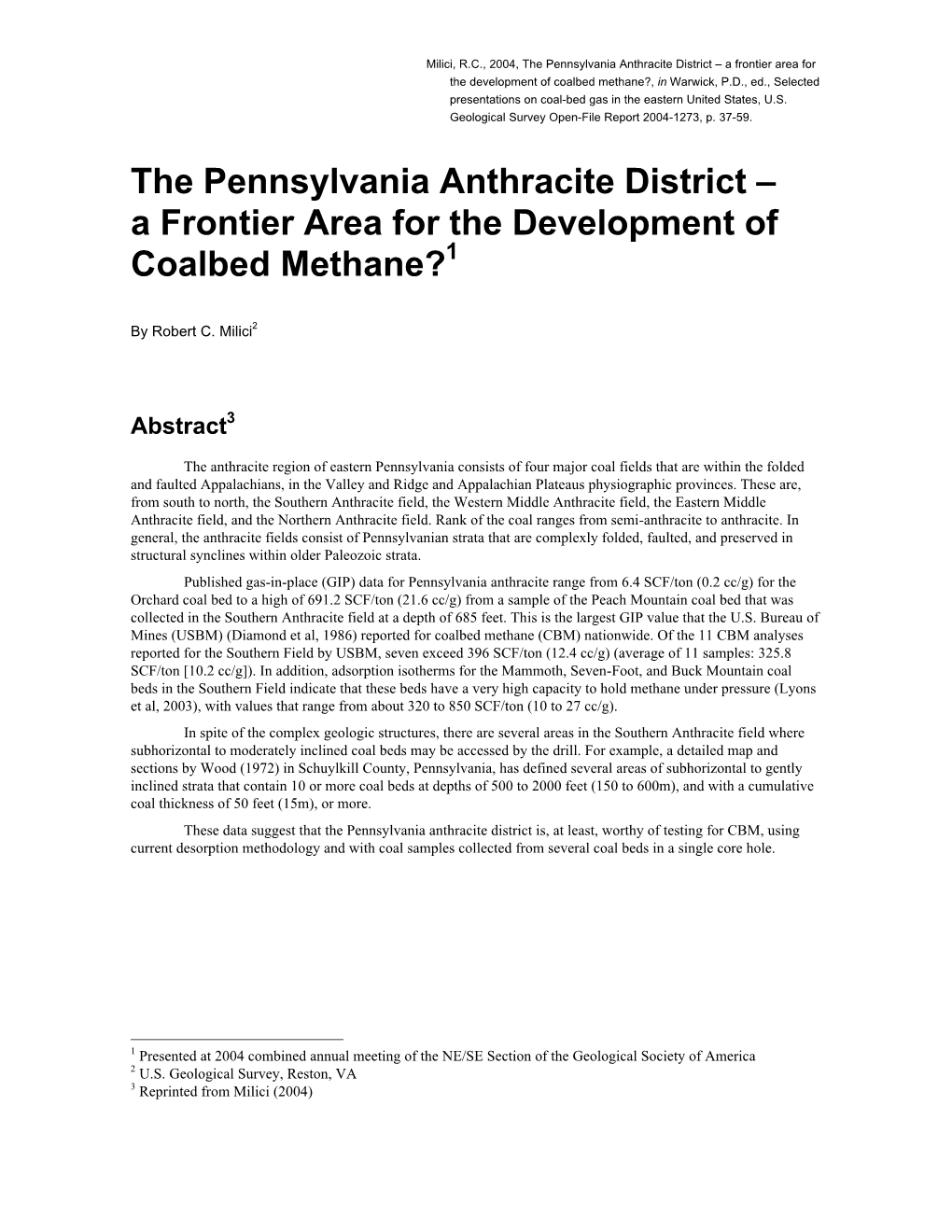 The Pennsylvania Anthracite District – a Frontier Area for the Development