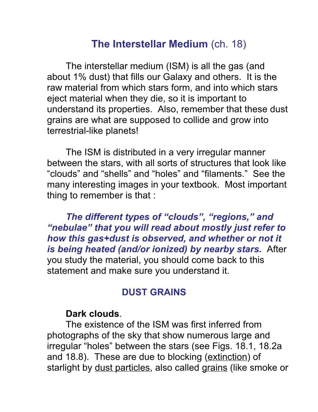 The Interstellar Medium (Ch