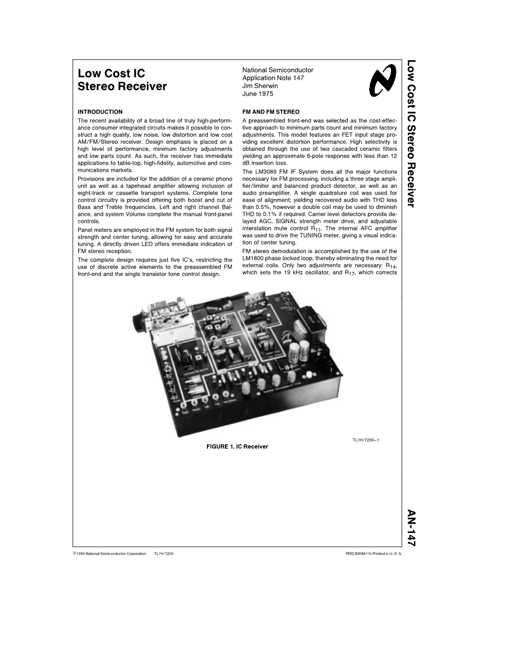 Low Cost IC Stereo Receiver Ainlde O Sueayrsosblt O S Faycrutydsrbd Ocrutptn Iessaeipidadntoa Eevstergta N Iewtotntc Ocag Adcrutyadspecifications