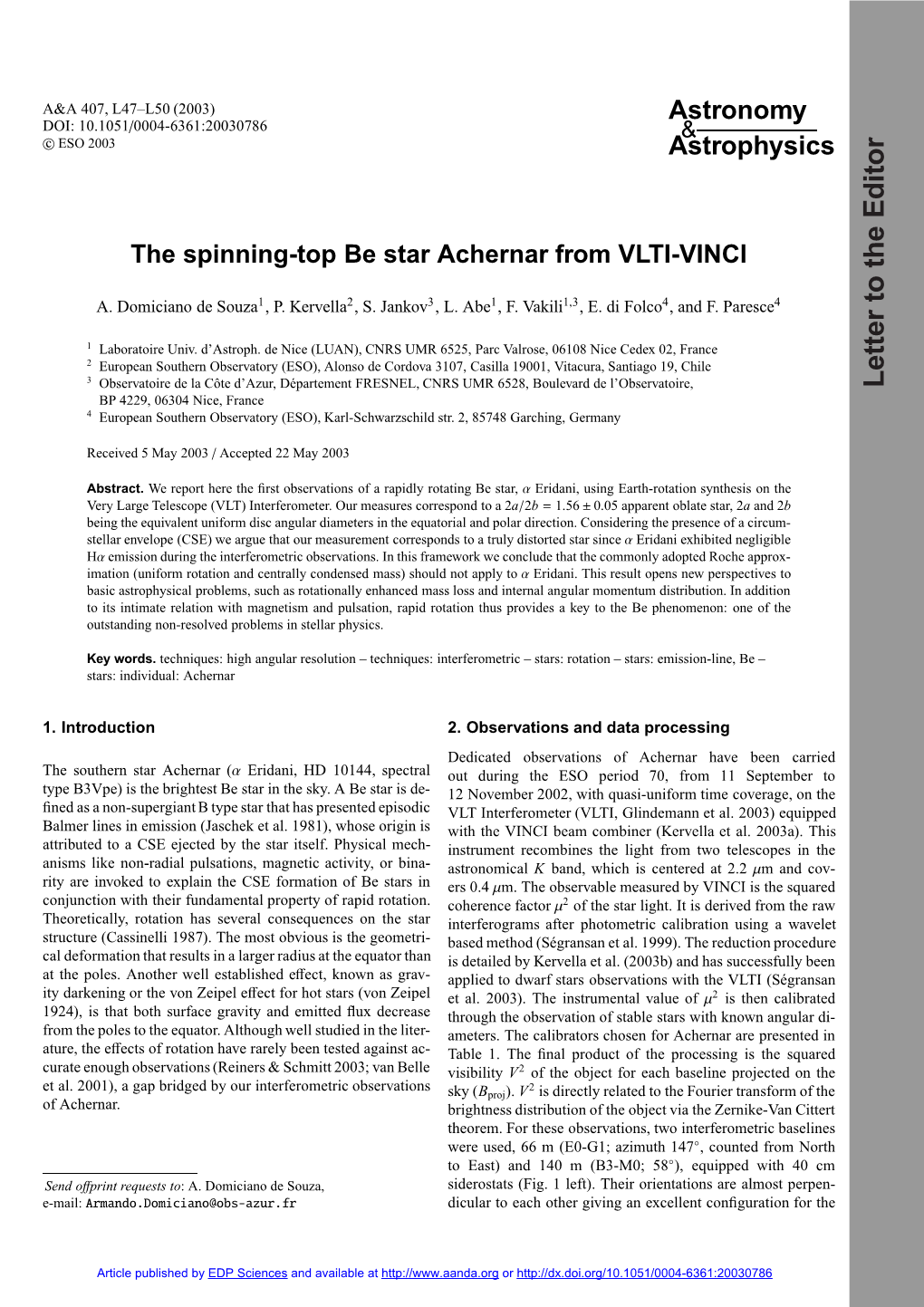 The Spinning-Top Be Star Achernar from VLTI-VINCI