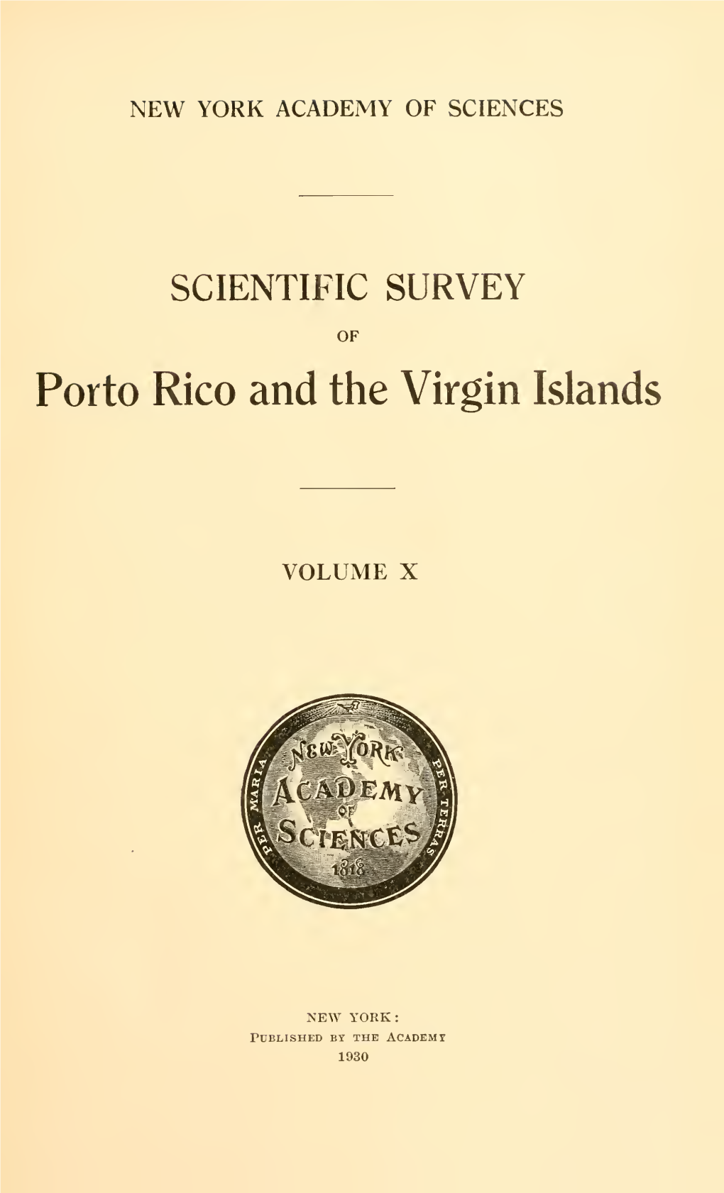 Scientific Survey of Porto Rico and the Virgin Islands