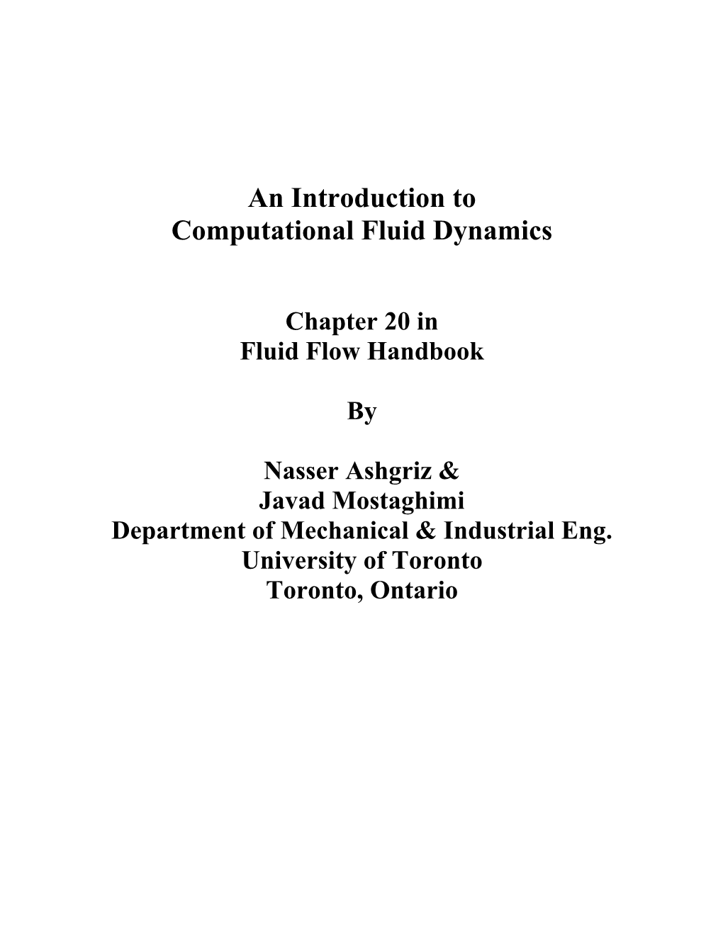 An Introduction to Computational Fluid Dynamics
