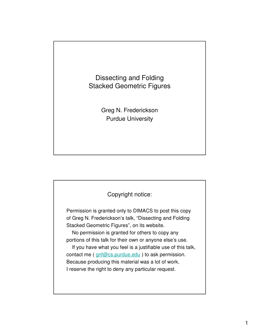 Dissecting and Folding Stacked Geometric Figures