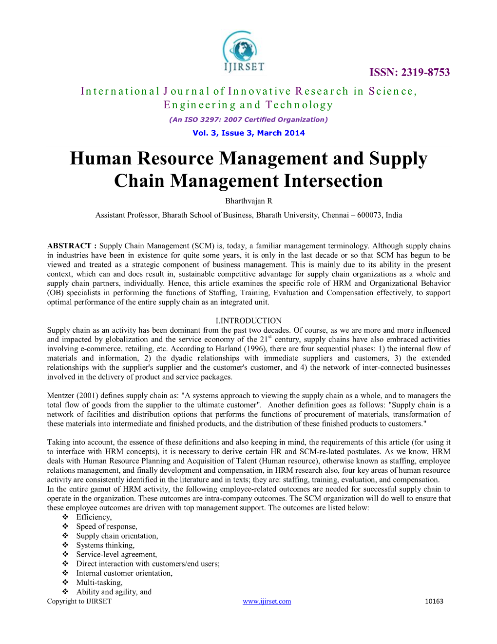 Human Resource Management and Supply Chain