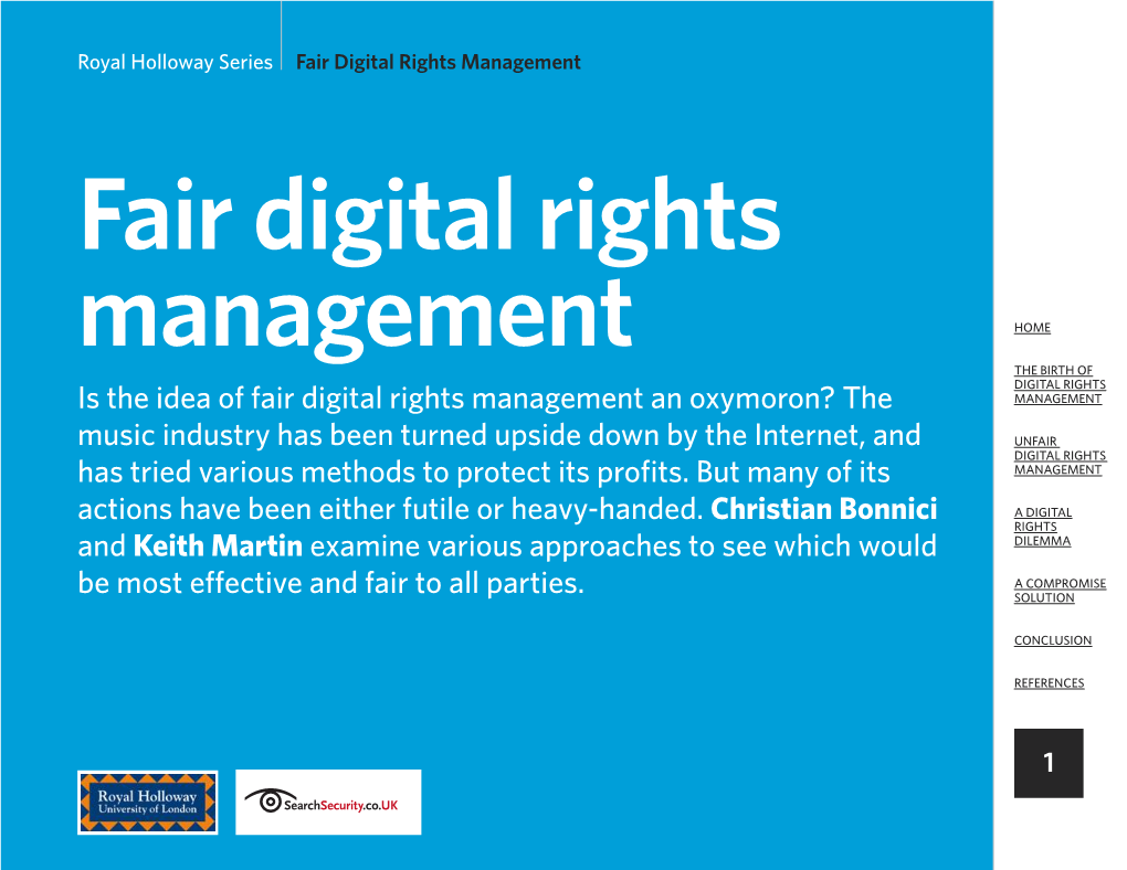 Is the Idea of Fair Digital Rights Management an Oxymoron? The