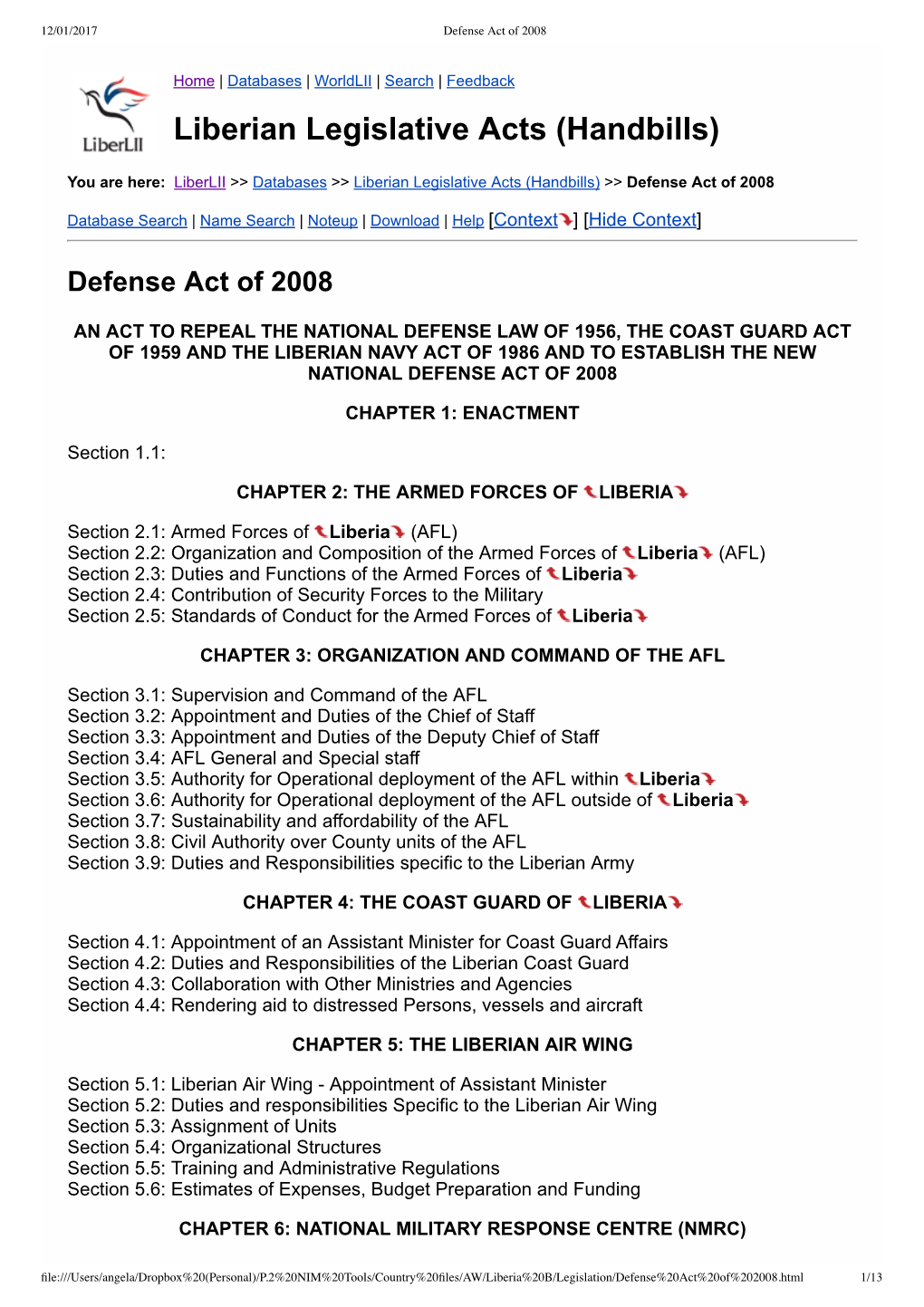 Liberian Legislative Acts (Handbills)