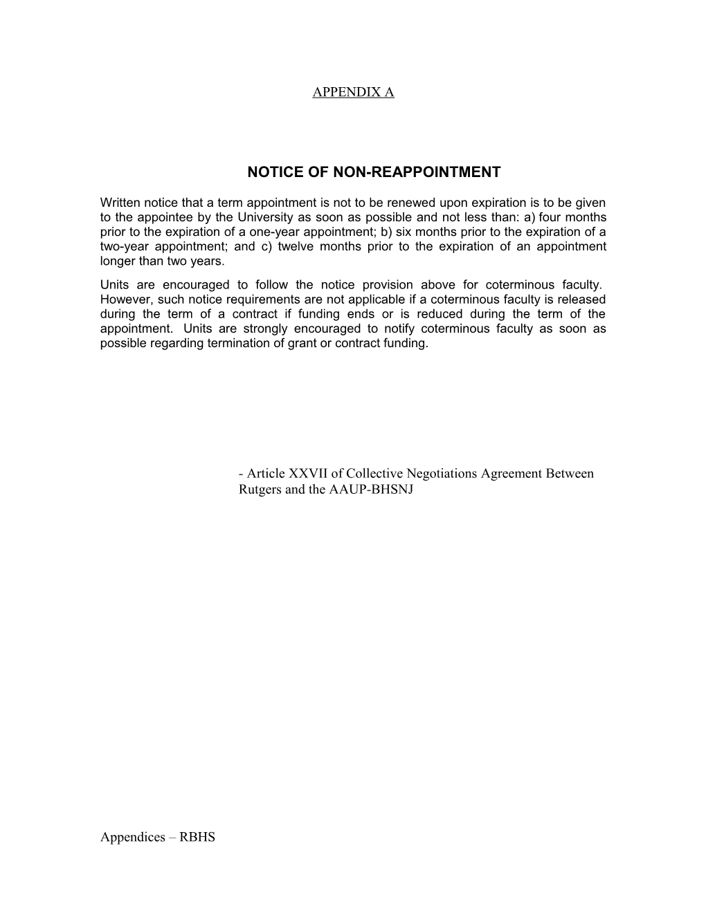 Notice of Non-Reappointment