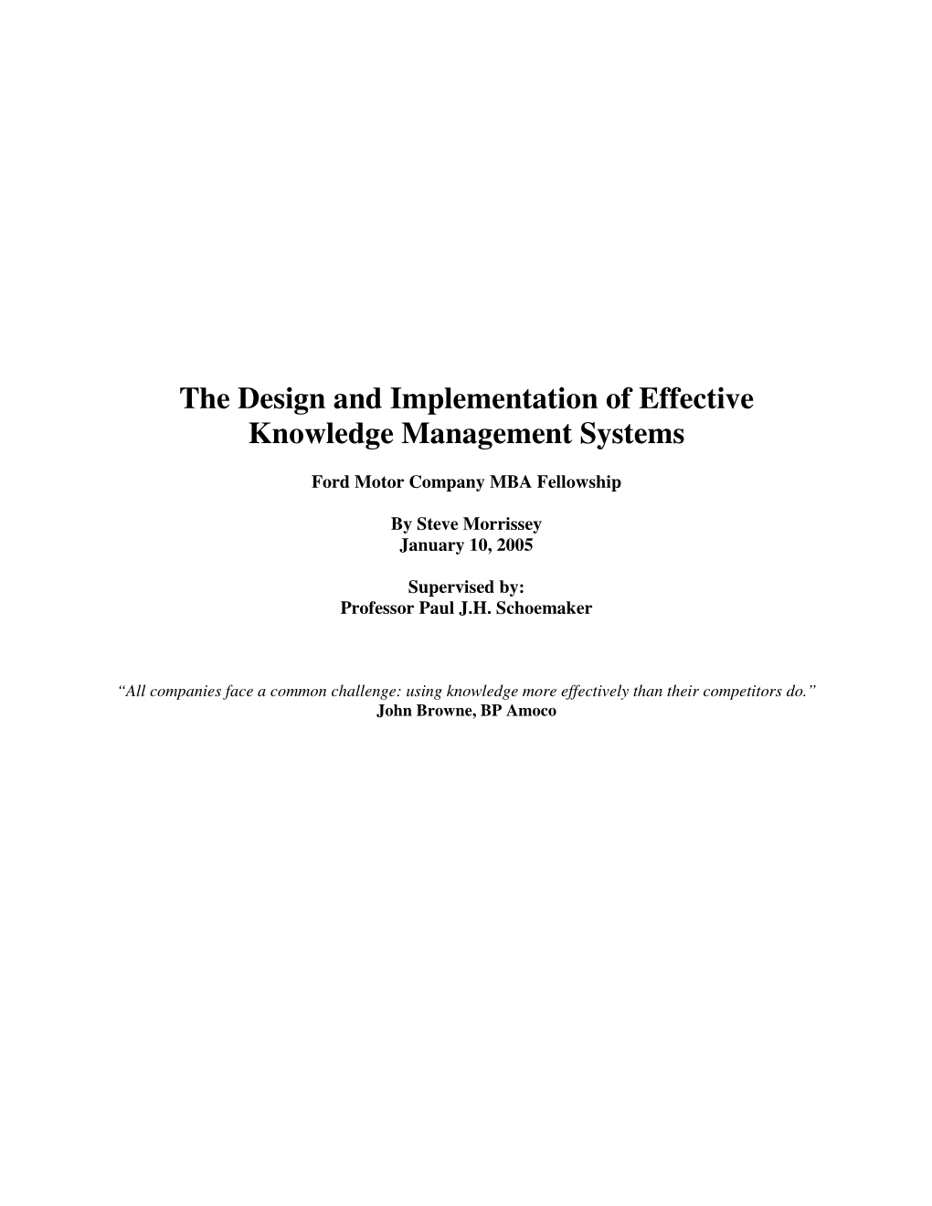 The Design and Implementation of Effective Knowledge Management Systems