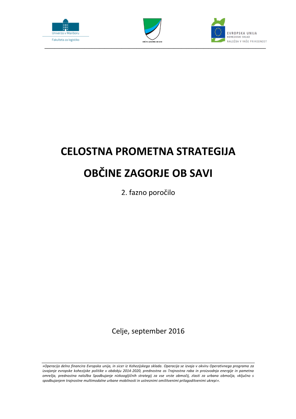 Celostna Prometna Strategija Občine Zagorje Ob Savi